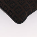 FENDI Zucchino Canvas Mamma Baguette Shoulder Bag Dark Brown Silver Auth ka3125-14