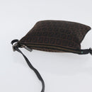 FENDI Zucchino Canvas Mamma Baguette Shoulder Bag Dark Brown Silver Auth ka3125-6