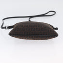 FENDI Zucchino Canvas Mamma Baguette Shoulder Bag Dark Brown Silver Auth ka3125-5