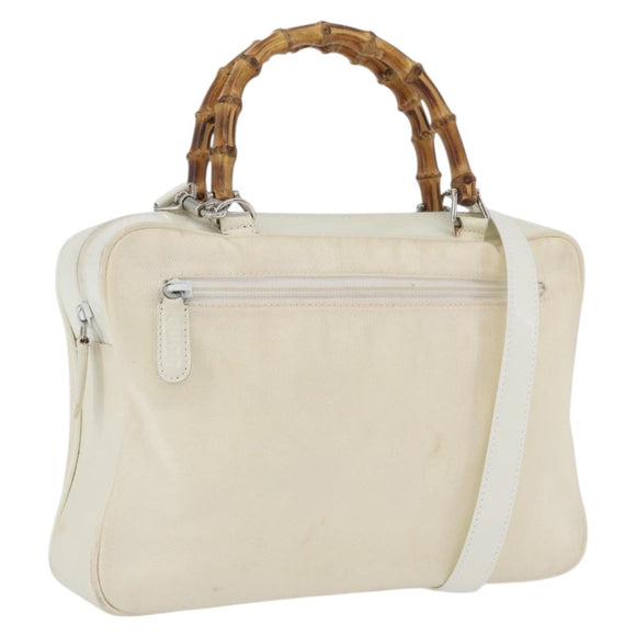GUCCI Handtasche Nylon 2way Silber Weiß 000 2040 0538 Auth ka3126