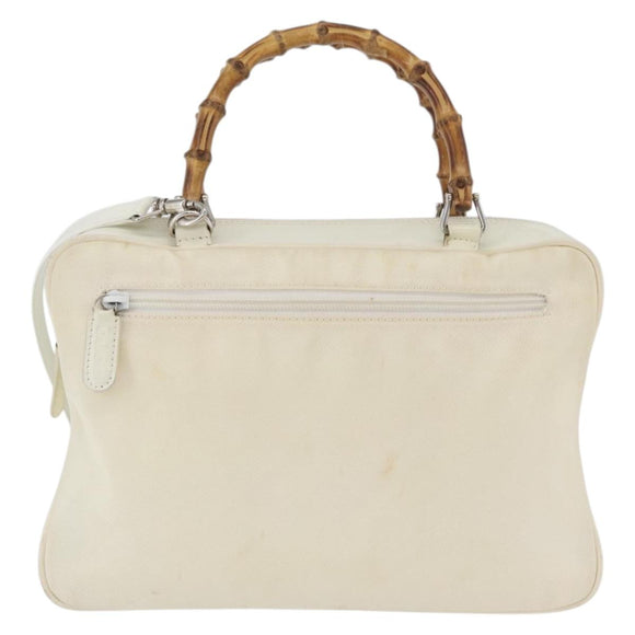 GUCCI Handtasche Nylon 2way Silber Weiß 000 2040 0538 Auth ka3126