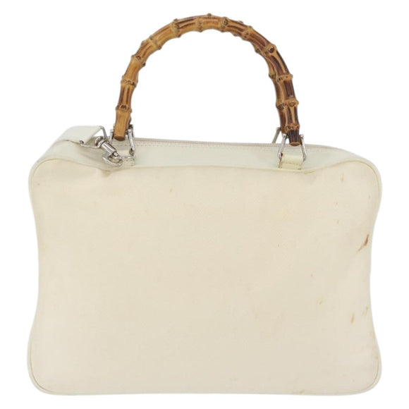 GUCCI Handtasche Nylon 2way Silber Weiß 000 2040 0538 Auth ka3126