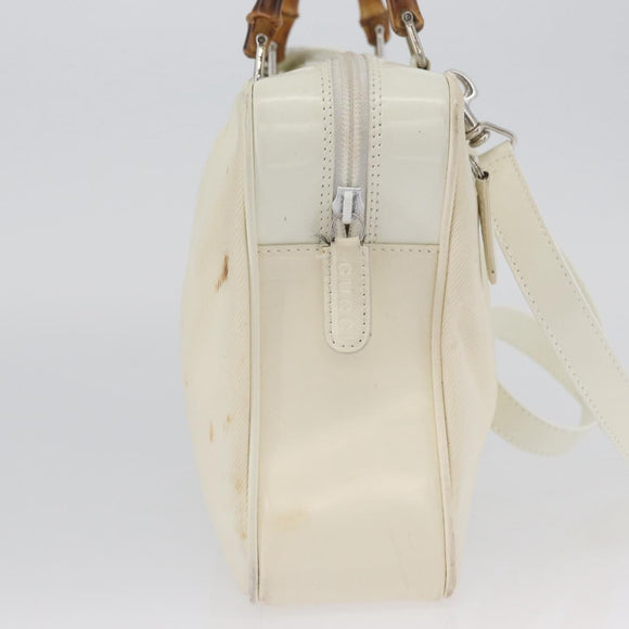 GUCCI Handtasche Nylon 2way Silber Weiß 000 2040 0538 Auth ka3126