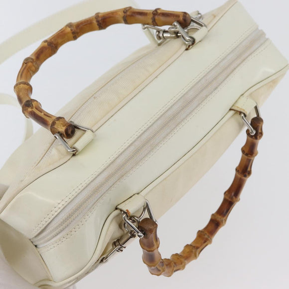 GUCCI Handtasche Nylon 2way Silber Weiß 000 2040 0538 Auth ka3126