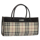 BURBERRY Nova Check Hand Bag Canvas Beige Silver Auth ka313-1