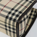 BURBERRY Nova Check Hand Bag Canvas Beige Silver Auth ka313-9