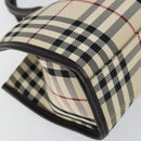 BURBERRY Nova Check Hand Bag Canvas Beige Silver Auth ka313-14