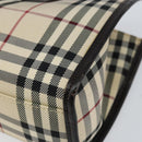 BURBERRY Nova Check Hand Bag Canvas Beige Silver Auth ka313-15