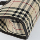 BURBERRY Nova Check Hand Bag Canvas Beige Silver Auth ka313-16
