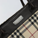 BURBERRY Nova Check Hand Bag Canvas Beige Silver Auth ka313-10