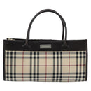 BURBERRY Nova Check Hand Bag Canvas Beige Silver Auth ka313-13