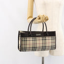 BURBERRY Nova Check Hand Bag Canvas Beige Silver Auth ka313-21