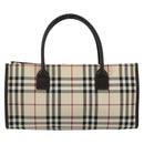 BURBERRY Nova Check Hand Bag Canvas Beige Silver Auth ka313-2