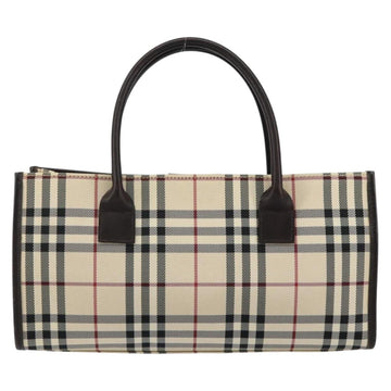 BURBERRY Nova Check Hand Bag Canvas Beige Silver Auth ka313 - 0