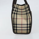 BURBERRY Nova Check Hand Bag Canvas Beige Silver Auth ka313-3