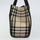 BURBERRY Nova Check Hand Bag Canvas Beige Silver Auth ka313-4