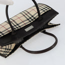 BURBERRY Nova Check Hand Bag Canvas Beige Silver Auth ka313-6