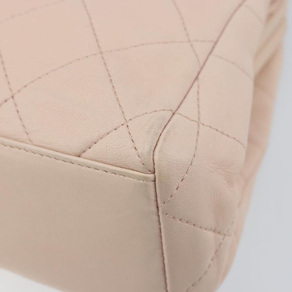 CHANEL Chain Matelasse Hand Bag Lamb Skin Pink Gold CC Auth ka3130SAV