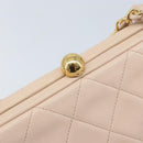 CHANEL Chain Matelasse Hand Bag Lamb Skin Pink Gold CC Auth ka3130SAV-17