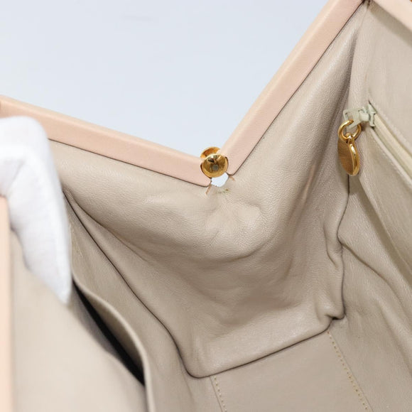 CHANEL Chain Matelasse Hand Bag Lamb Skin Pink Gold CC Auth ka3130SAV