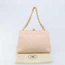 CHANEL Chain Matelasse Hand Bag Lamb Skin Pink Gold CC Auth ka3130SAV-12