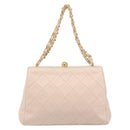 CHANEL Chain Matelasse Hand Bag Lamb Skin Pink Gold CC Auth ka3130SAV-13