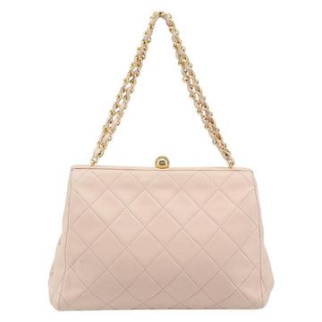 CHANEL Chain Matelasse Hand Bag Lamb Skin Pink Gold CC Auth ka3130SAV - 0