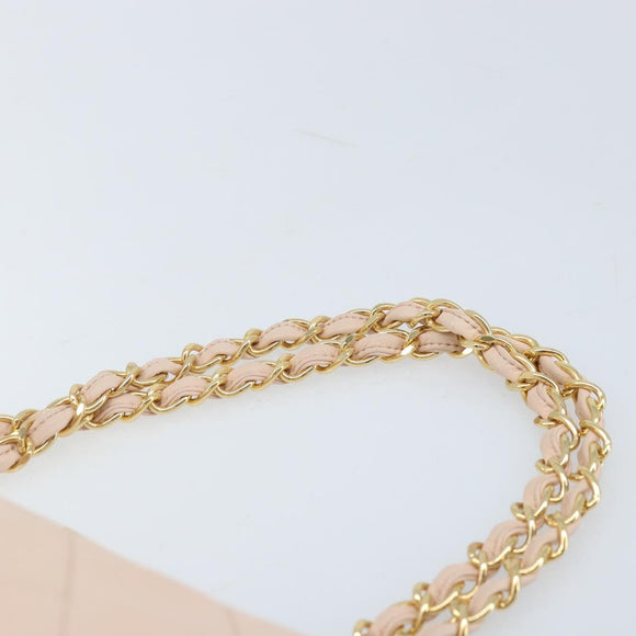 CHANEL Chain Matelasse Hand Bag Lamb Skin Pink Gold CC Auth ka3130SAV