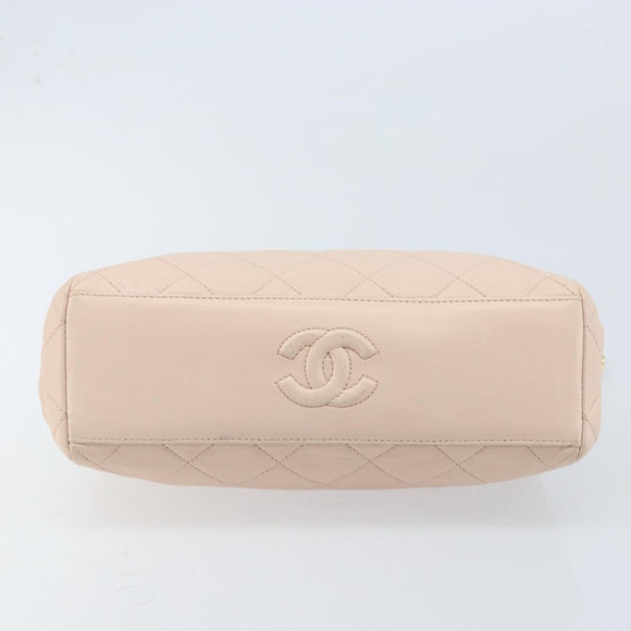 CHANEL Chain Matelasse Hand Bag Lamb Skin Pink Gold CC Auth ka3130SAV