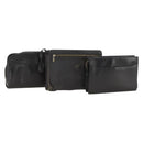 CELINE Cartier Clutch Bag Leather 3 Set Black Auth ka3131-1