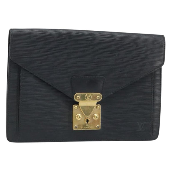 LOUIS VUITTON Epi Serie Dragonne Clutch Bag Black Noir M52612 LV Auth ka3132