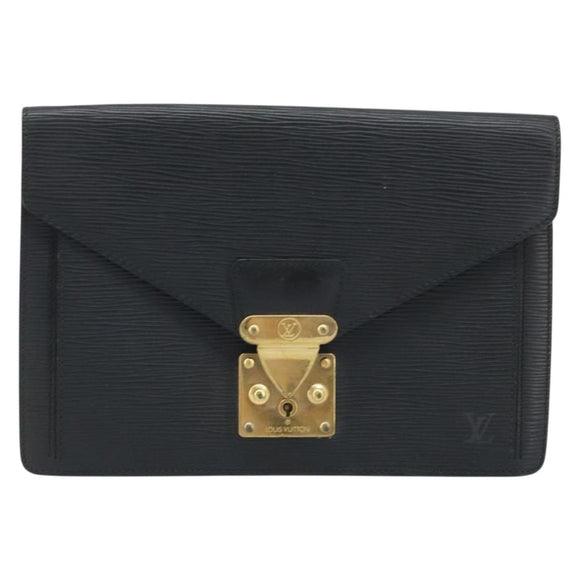 LOUIS VUITTON Epi Serie Dragonne Clutch Bag Black Noir M52612 LV Auth ka3132