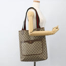 GUCCI GG Supreme Web Sherry Line Tote Bag PVC Beige Red 39 02 003 Auth ka3135-21