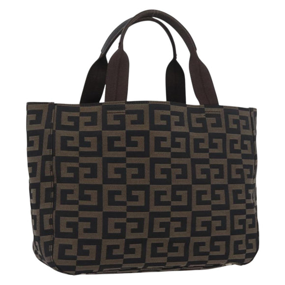 GIVENCHY Hand Bag Canvas Black Brown Auth ka3138