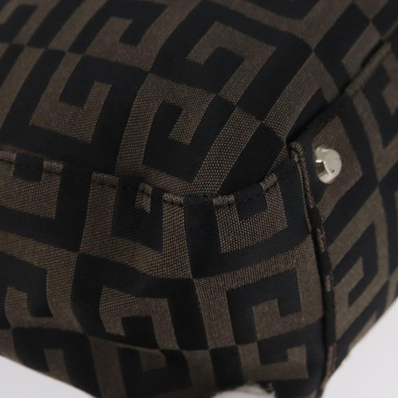 GIVENCHY Hand Bag Canvas Black Brown Auth ka3138