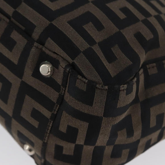 GIVENCHY Hand Bag Canvas Black Brown Auth ka3138