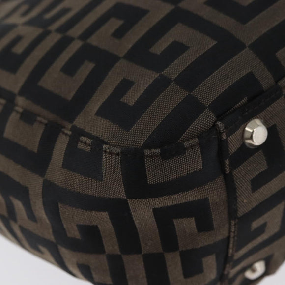 GIVENCHY Hand Bag Canvas Black Brown Auth ka3138