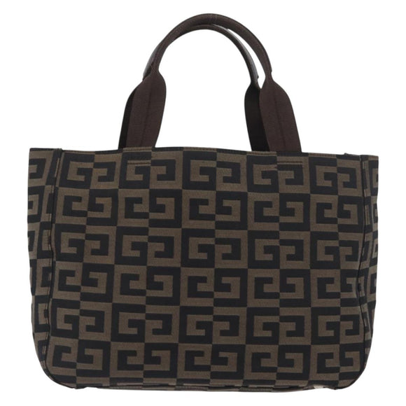 GIVENCHY Hand Bag Canvas Black Brown Auth ka3138