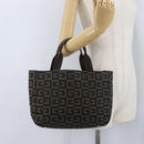 GIVENCHY Hand Bag Canvas Black Brown Auth ka3138-20