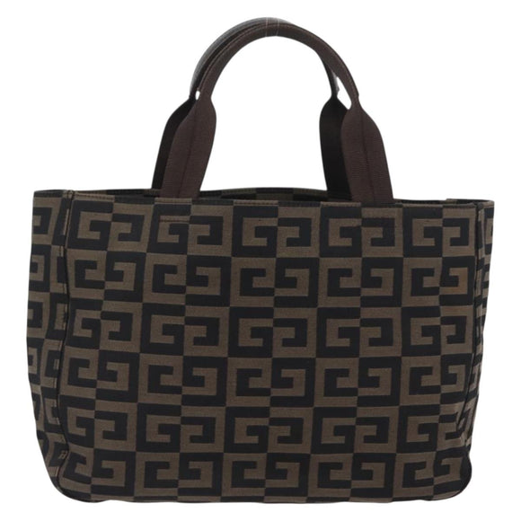 GIVENCHY Hand Bag Canvas Black Brown Auth ka3138