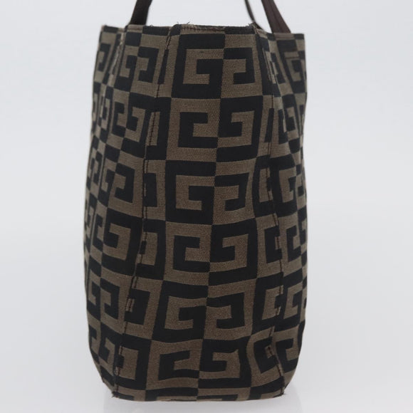 GIVENCHY Hand Bag Canvas Black Brown Auth ka3138
