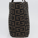 GIVENCHY Hand Bag Canvas Black Brown Auth ka3138-4