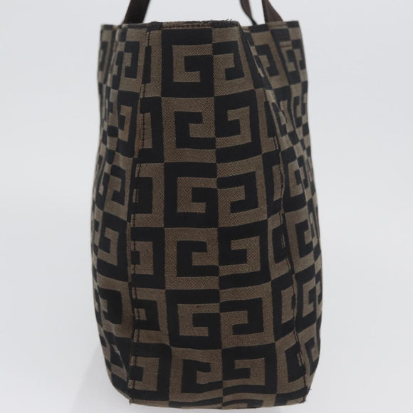 GIVENCHY Hand Bag Canvas Black Brown Auth ka3138