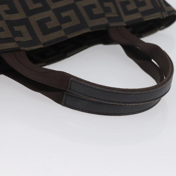 GIVENCHY Hand Bag Canvas Black Brown Auth ka3138