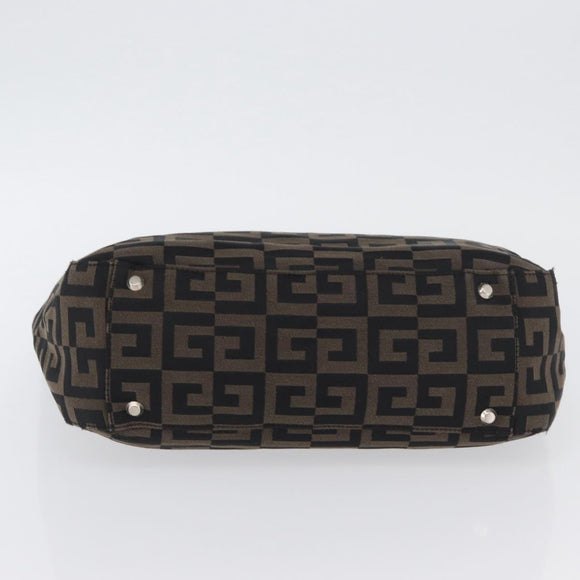 GIVENCHY Hand Bag Canvas Black Brown Auth ka3138