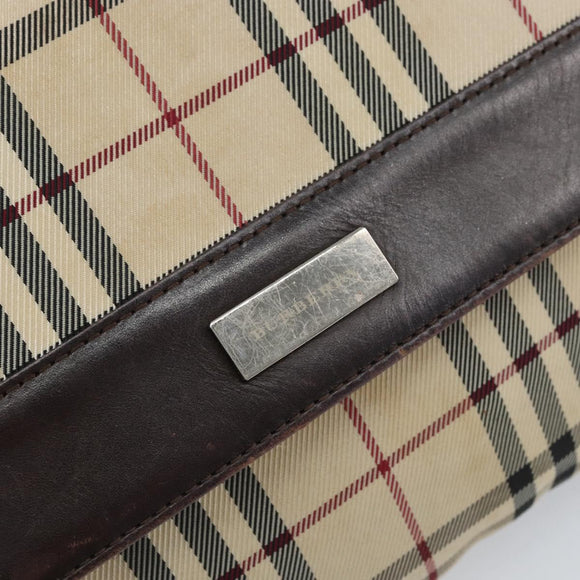 BURBERRY Nova Check Shoulder Bag Nylon Beige Silver Auth ka314