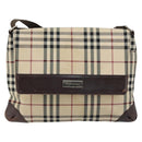 BURBERRY Nova Check Shoulder Bag Nylon Beige Silver Auth ka314-13