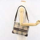 BURBERRY Nova Check Shoulder Bag Nylon Beige Silver Auth ka314-23
