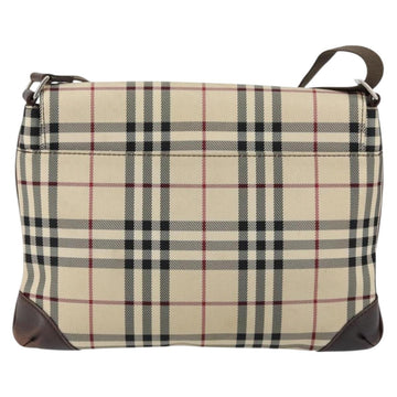 BURBERRY Nova Check Shoulder Bag Nylon Beige Silver Auth ka314 - 0