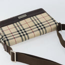 BURBERRY Nova Check Shoulder Bag Nylon Beige Silver Auth ka314-6